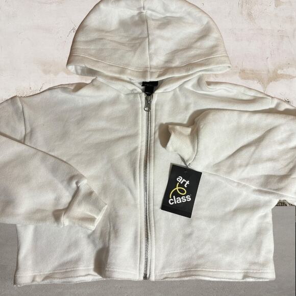 Art Class NWT Girls White Long Sleeve Zippered Hoodie -Size S (6/6X) - Picture 1 of 3